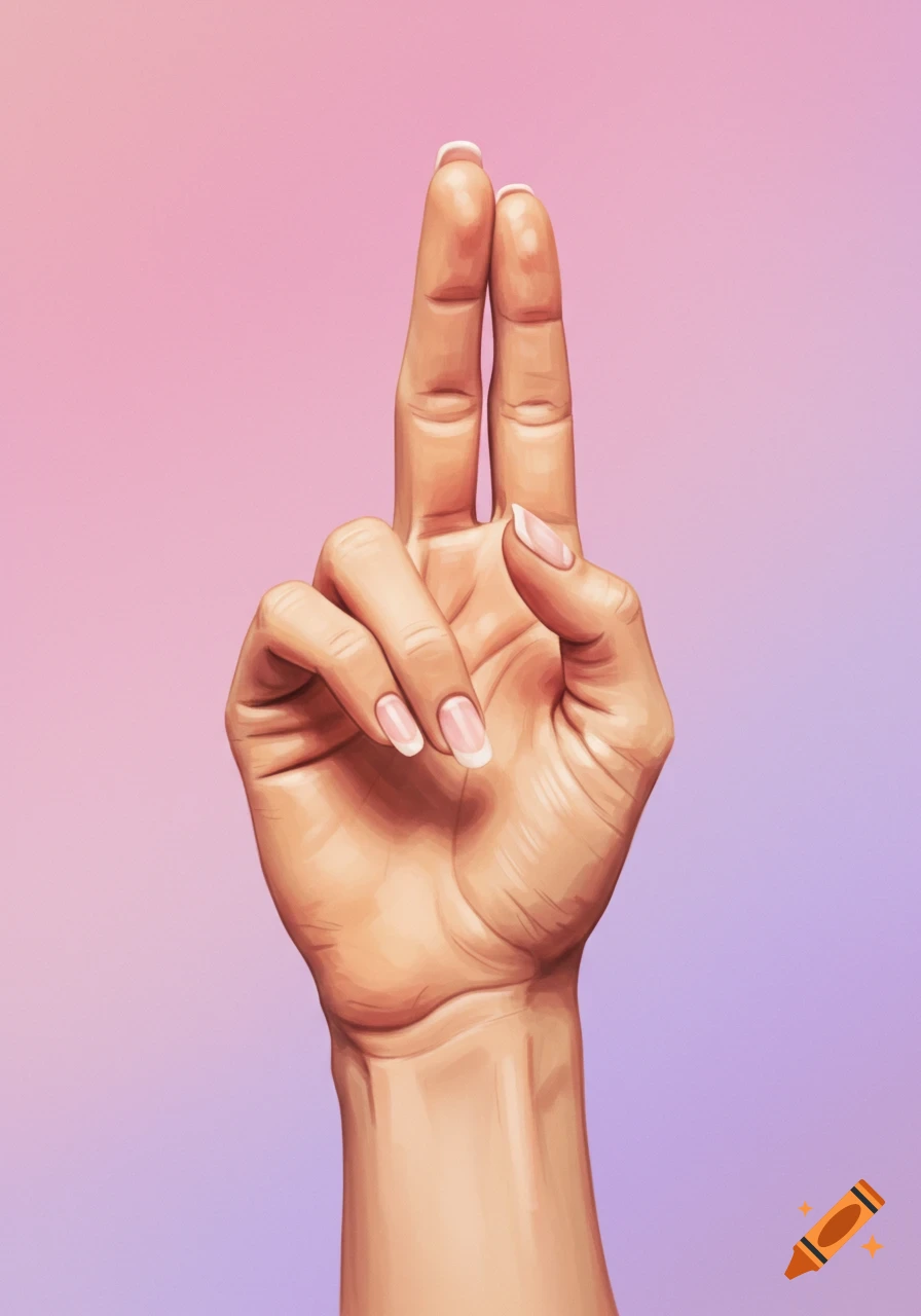 A hand making a gesture against a gradient background.