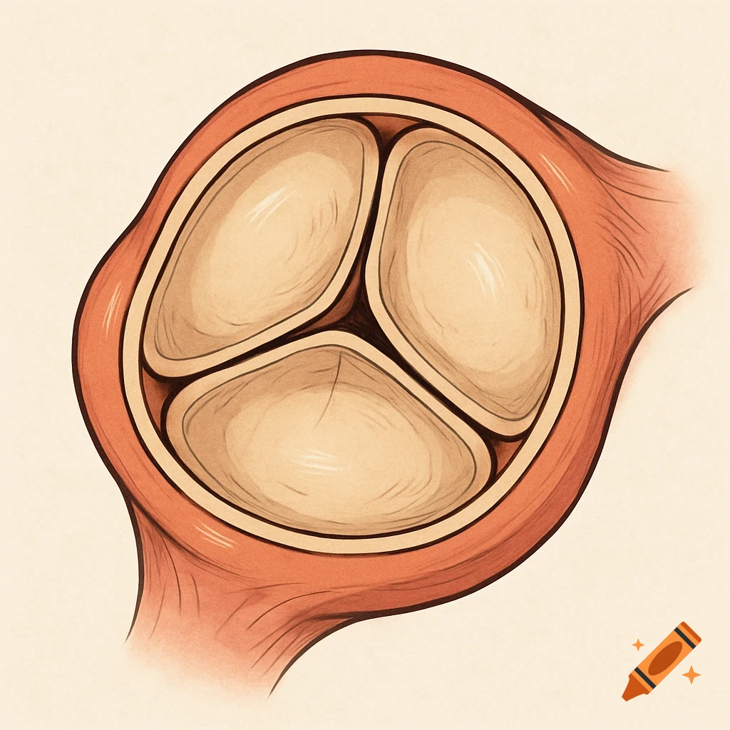 Illustration of a human heart valve with three leaflets