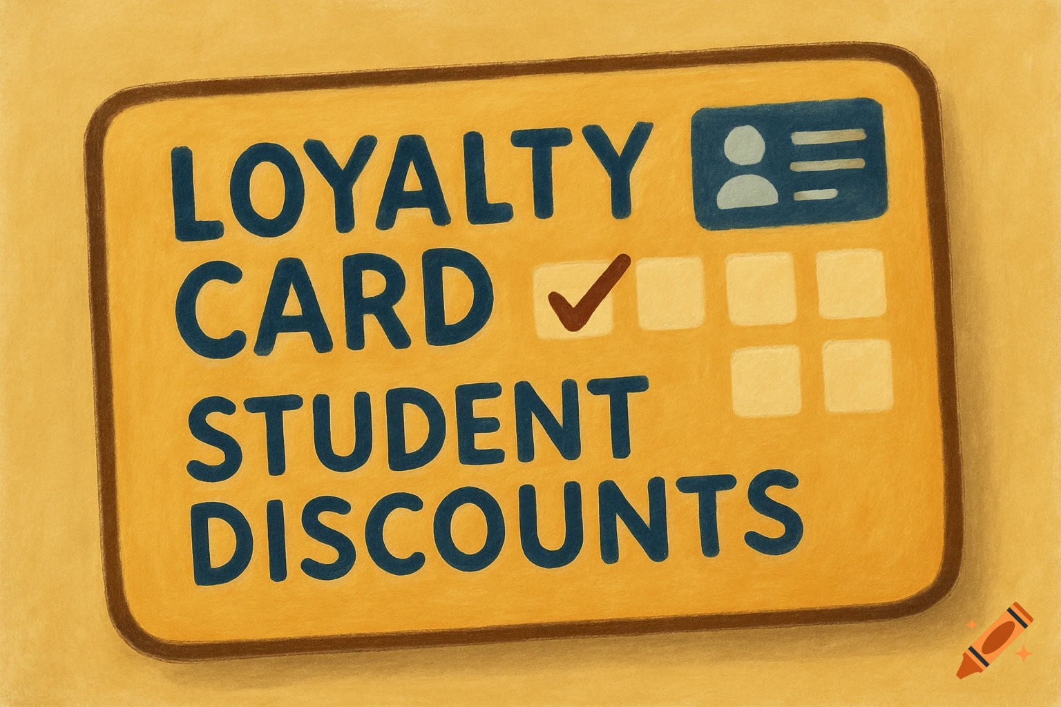 A yellow loyalty card with text 'Loyalty Card Student Discounts' and a checkmark.