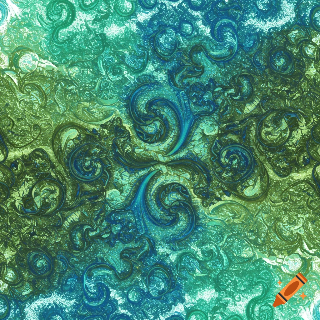 Abstract swirling texture pattern in green and blue