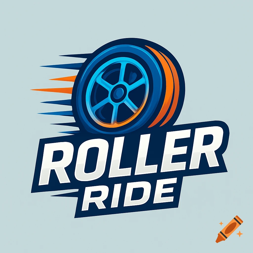 Dynamic logo with stylized wheel and 'ROLLER RIDE' text