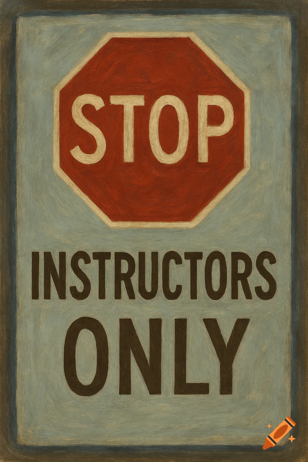A red stop sign and text that reads 'INSTRUCTORS ONLY' on a blue background.