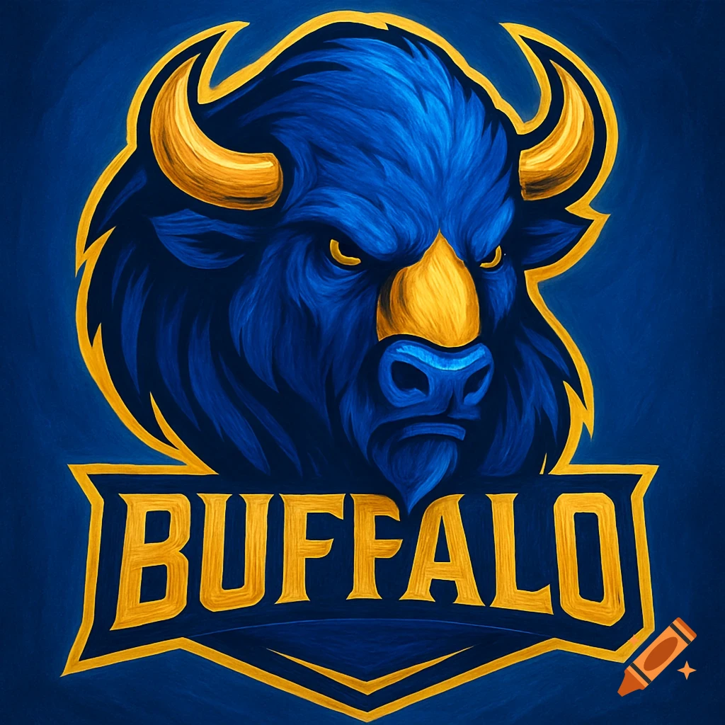 A blue and gold buffalo head logo above the word BUFFALO.