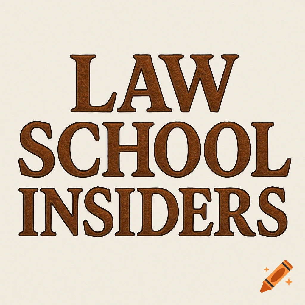 LAW SCHOOL INSIDERS logo with brown leather text on a light background.