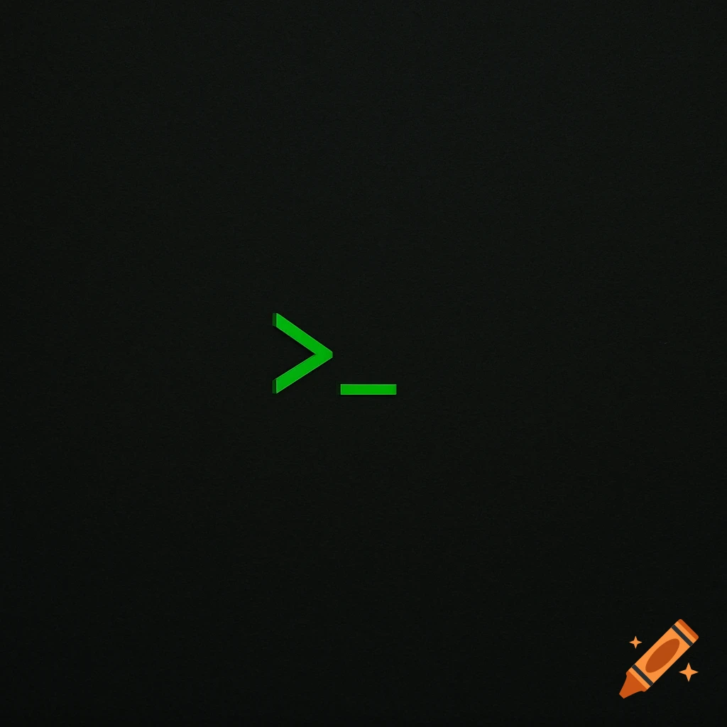 Green command prompt symbol and cursor on black background.