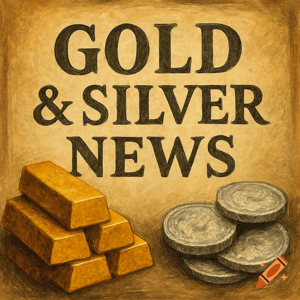 Image of gold bars and silver coins with the text 'GOLD & SILVER NEWS'