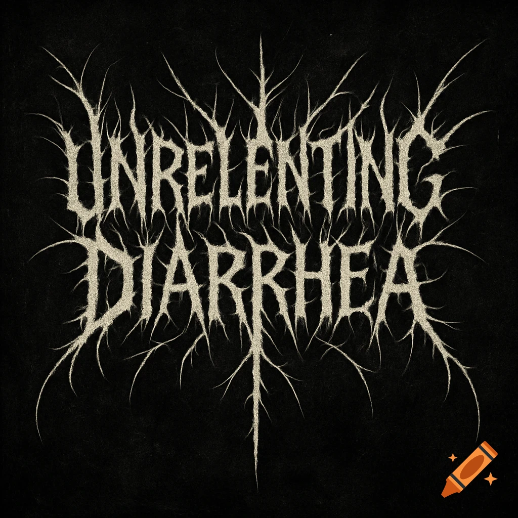 Black metal logo with spiky text reading 'Unrelenting Diarrhea' on a black background.