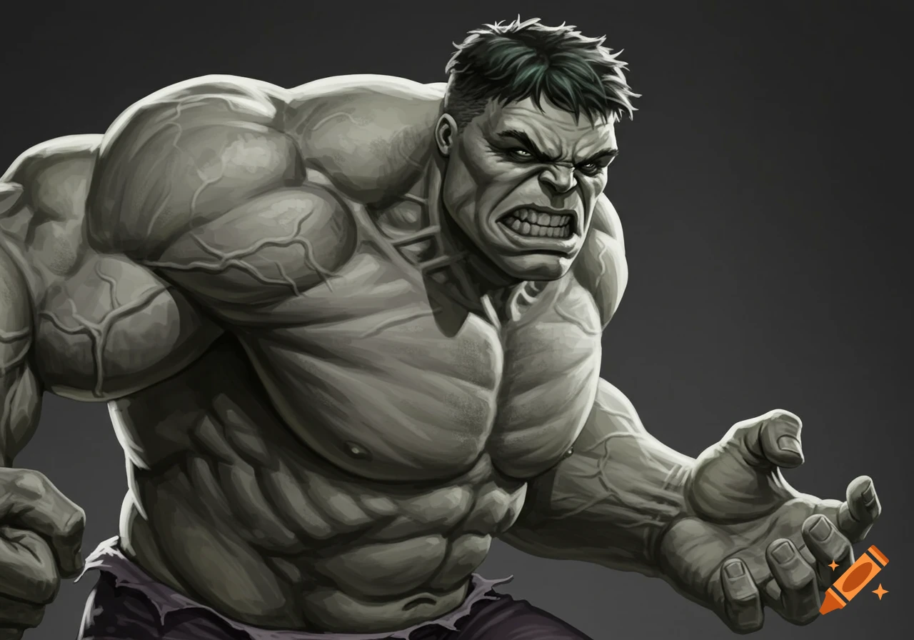 A grey, angry Hulk