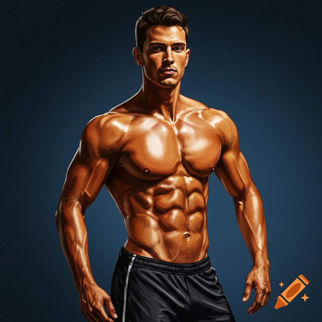 A muscular man with abs.