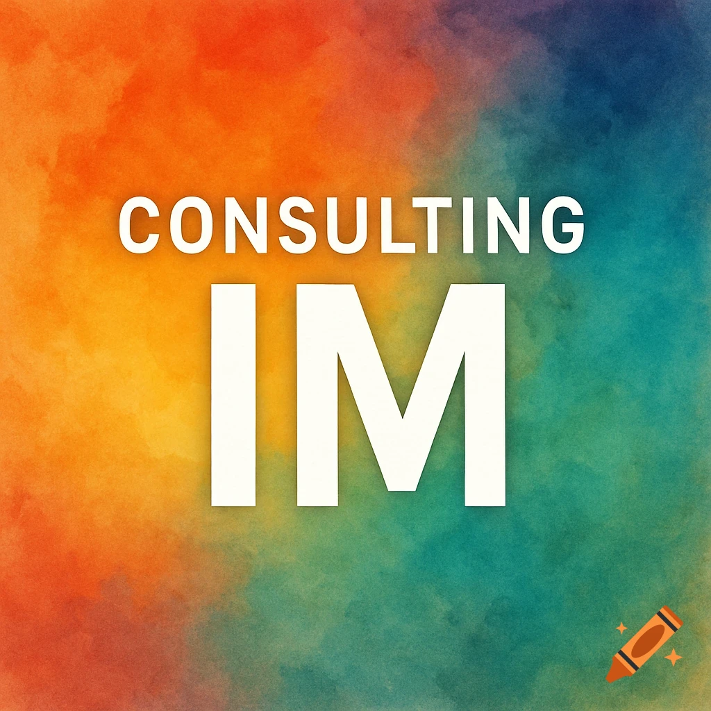 White text CONSULTING IM on a vibrant abstract background.