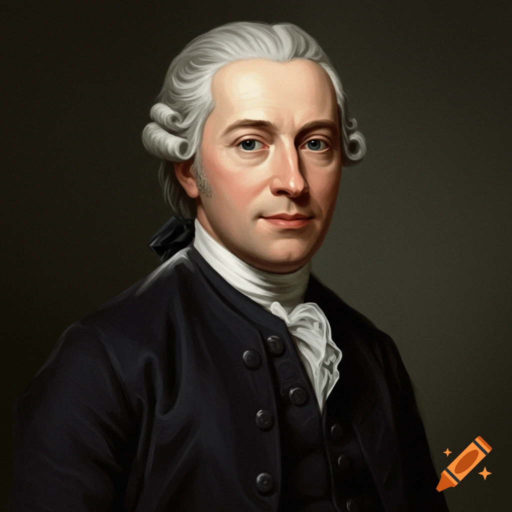 A man in 18th-century clothing and powdered wig.