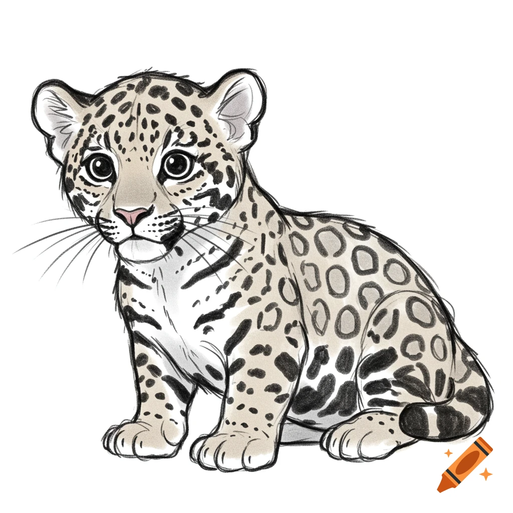 Cartoon illustration of a baby jaguar cub