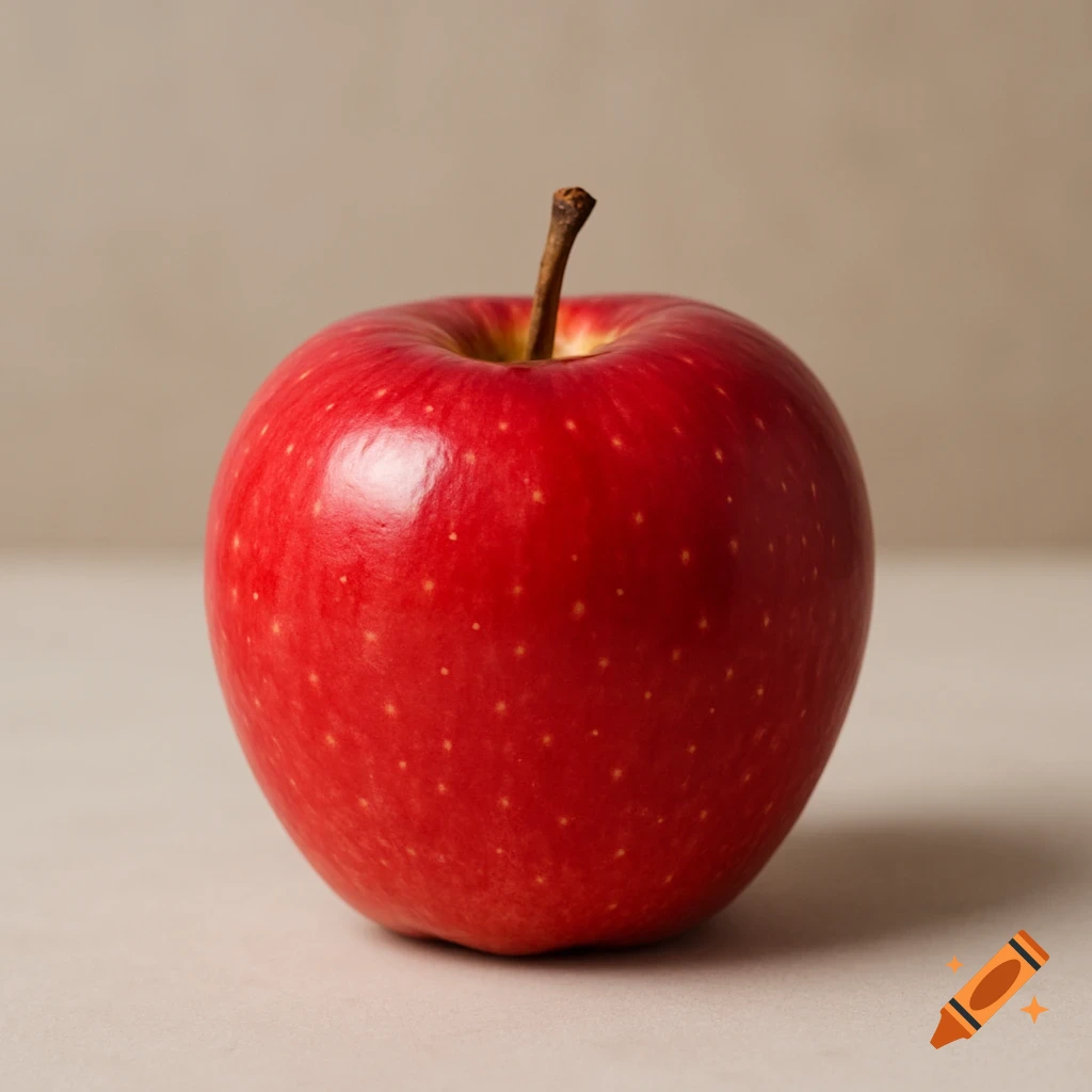 A single red apple on a neutral background