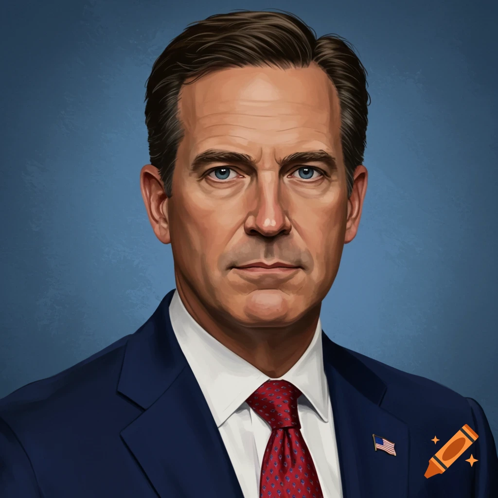 Portrait of a man in a suit with an American flag pin.