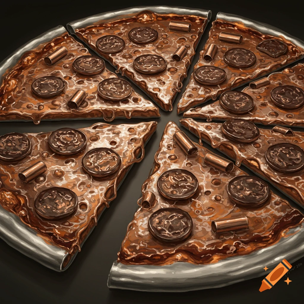 A pizza made of metal.