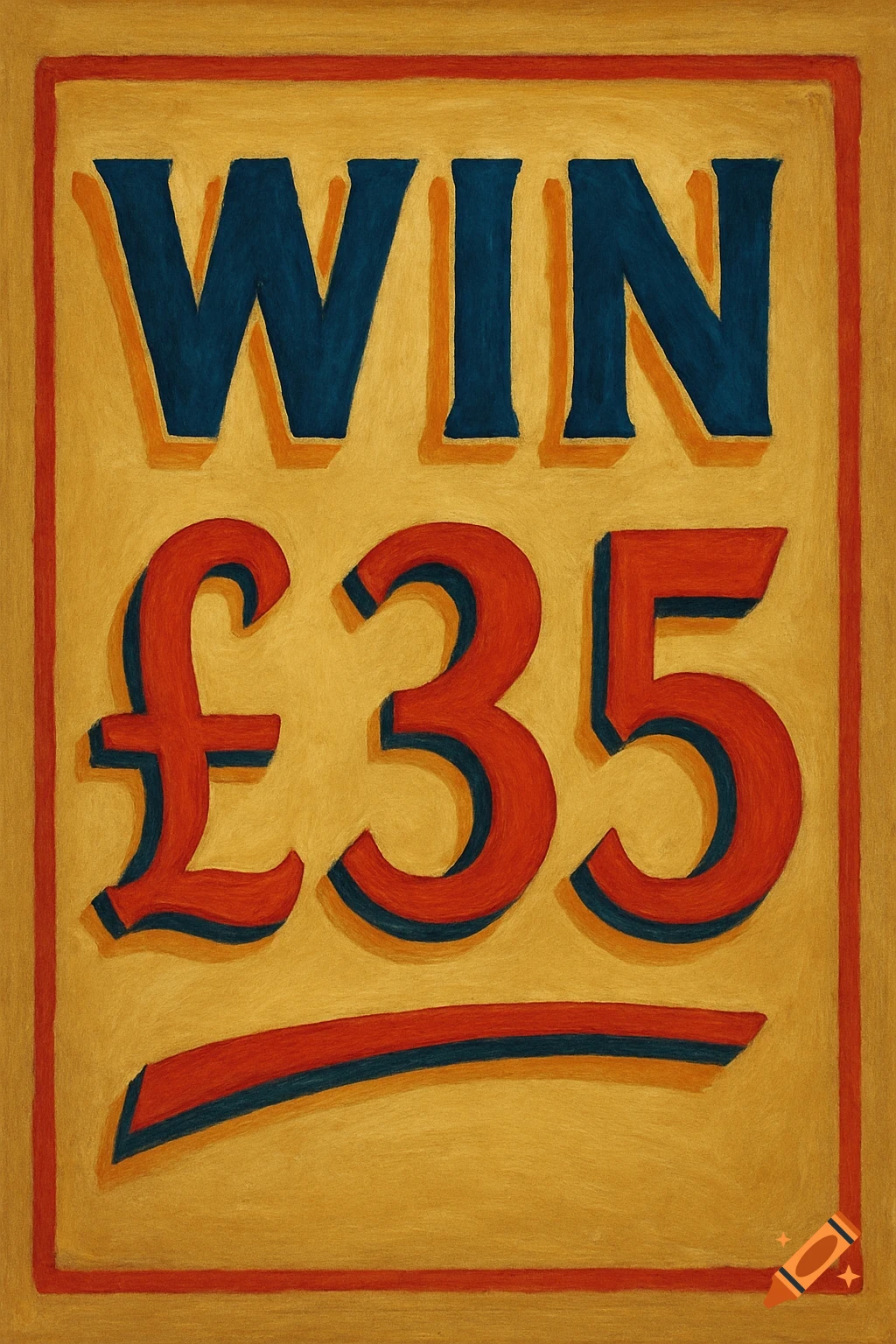 A sign with the text 'WIN 

£35'