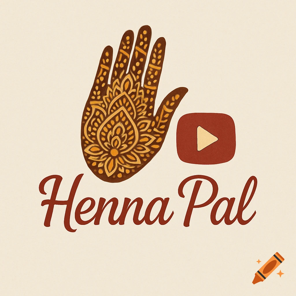 A logo featuring a hand with henna patterns, a YouTube play button, and the text 'Henna Pal'.