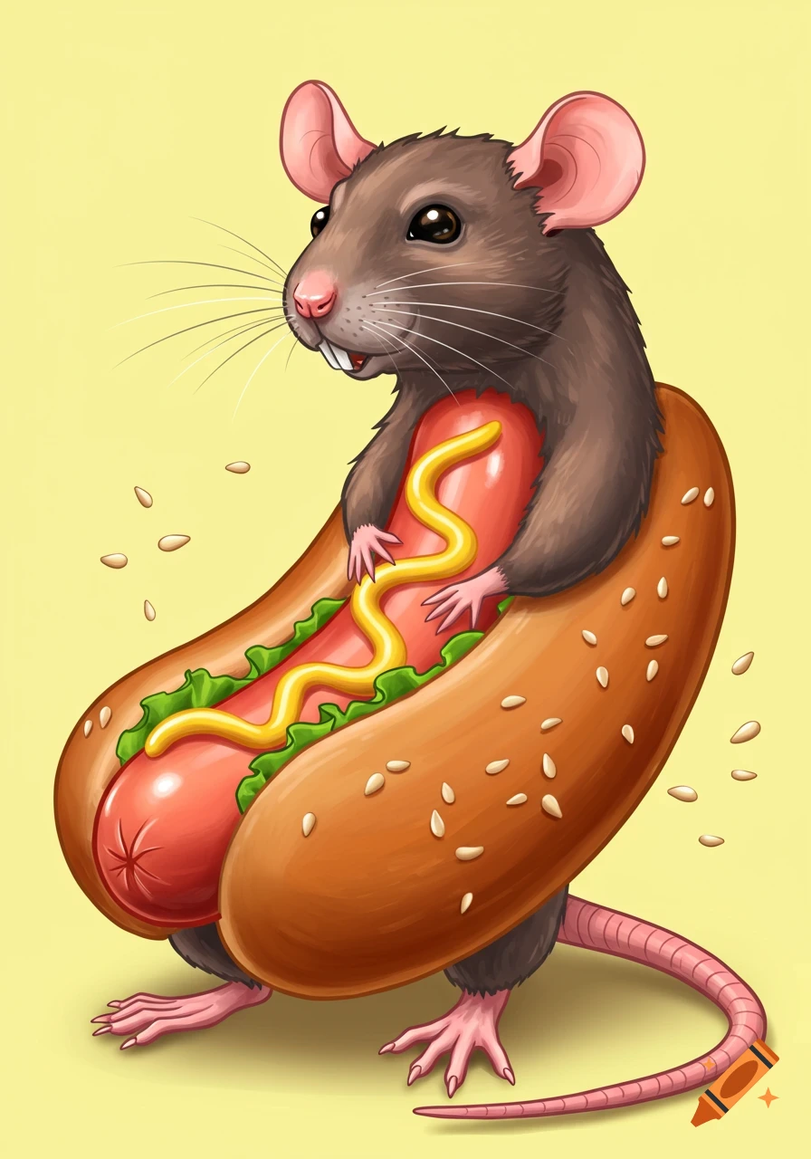 A rat in a hotdog bun.