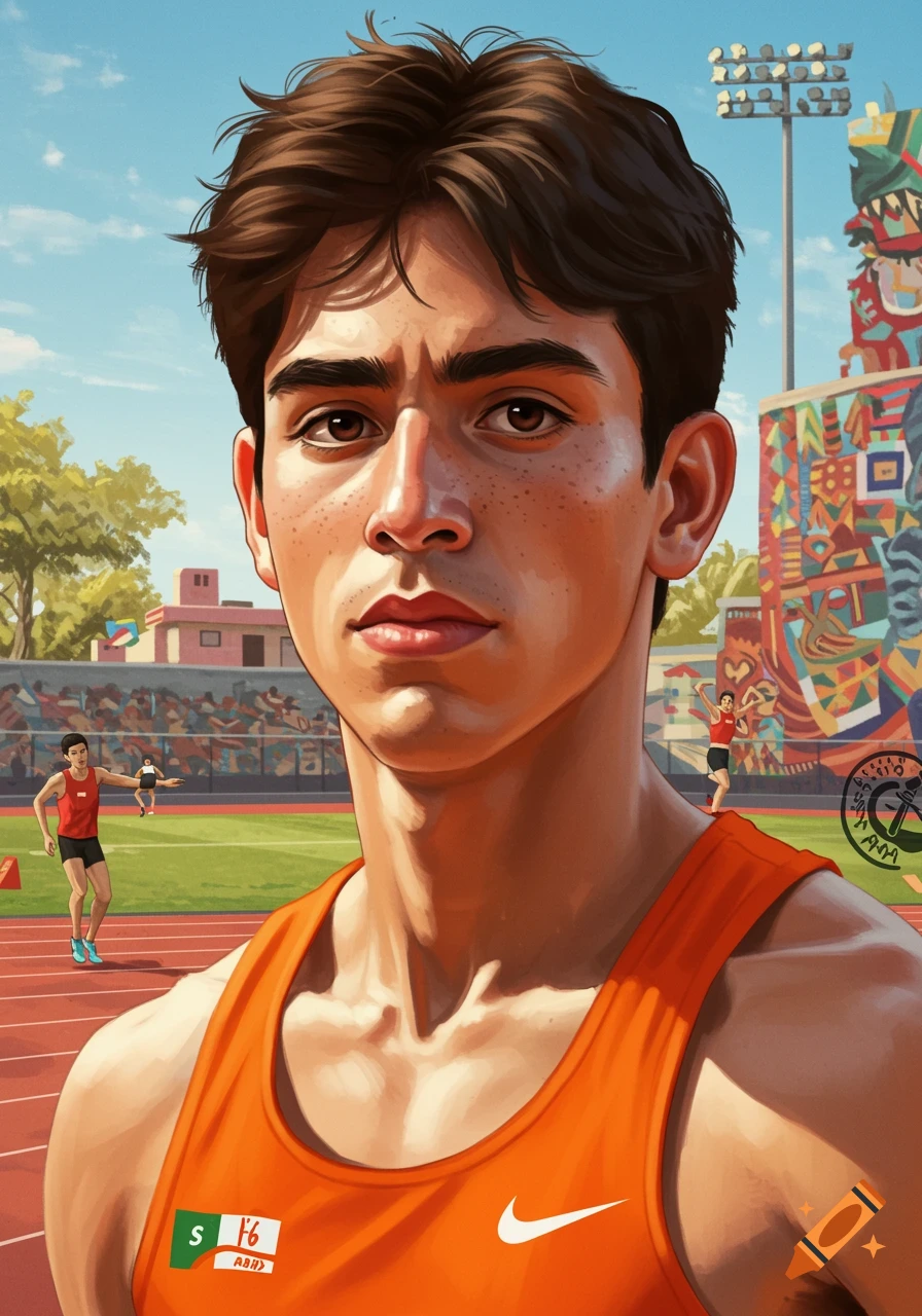 Image of a young male runner on a track.