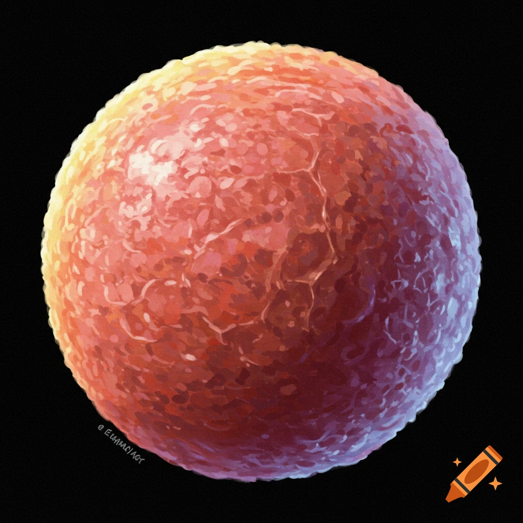 A textured red sphere is set against a black background.