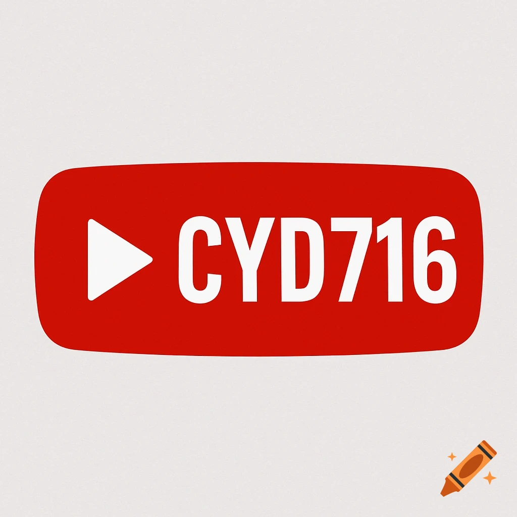 A red YouTube logo shape with a white play button triangle and the text CYD716.