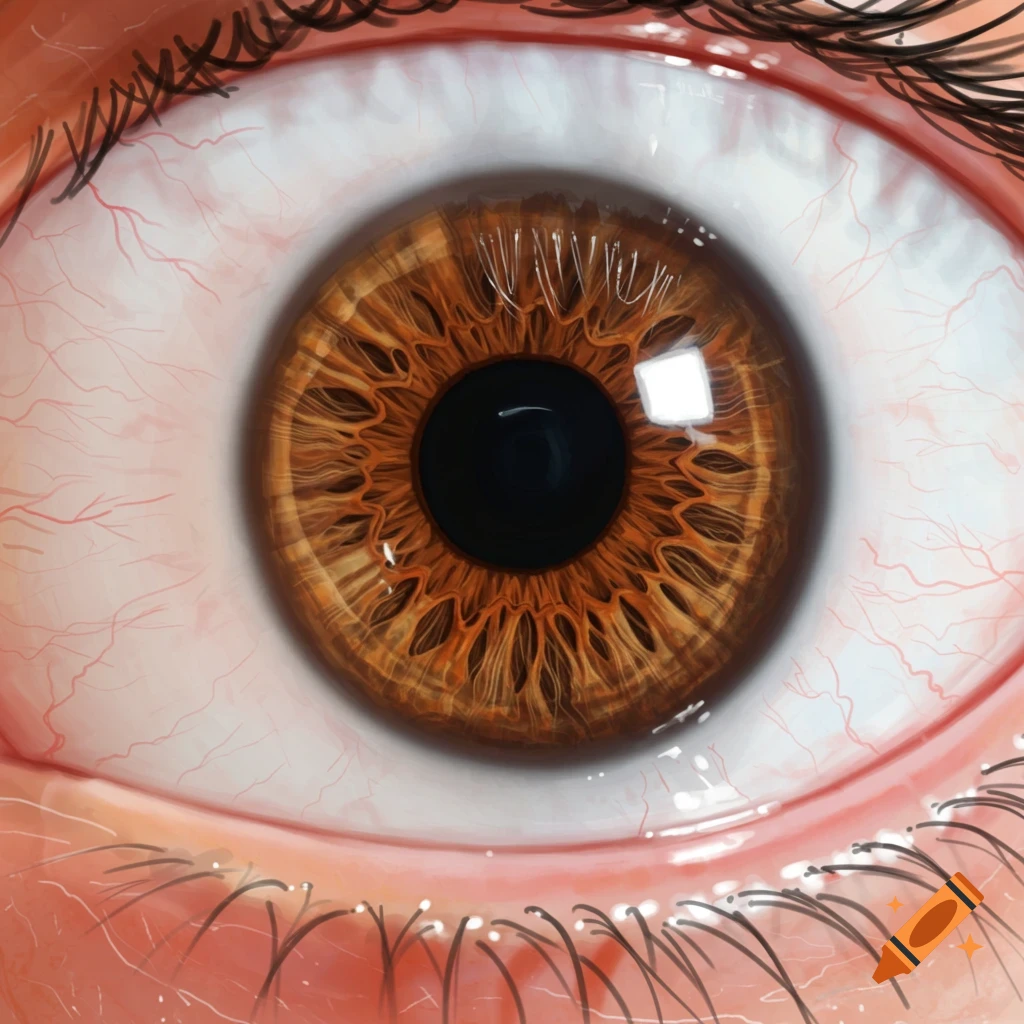 Close-up of a brown human eye with red veins.
