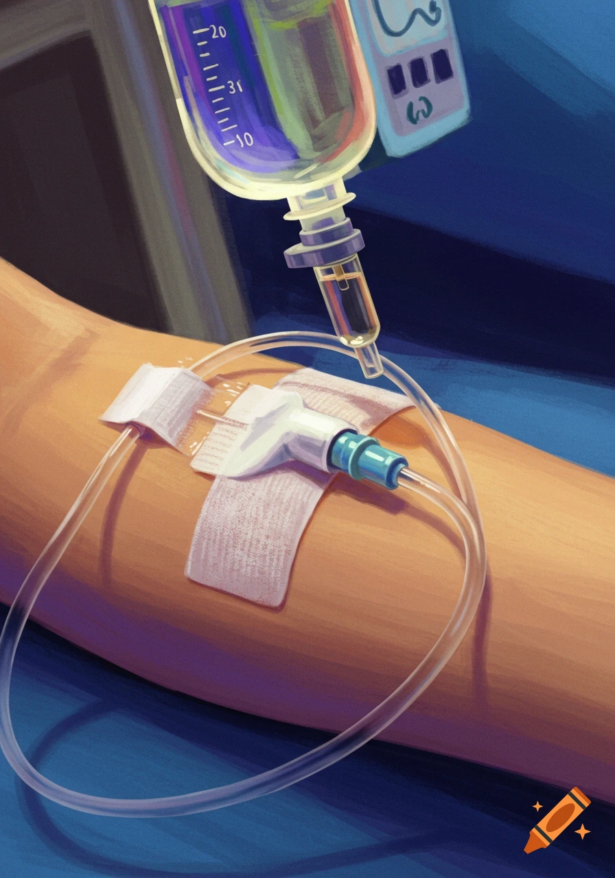 IV drip going into a person's arm