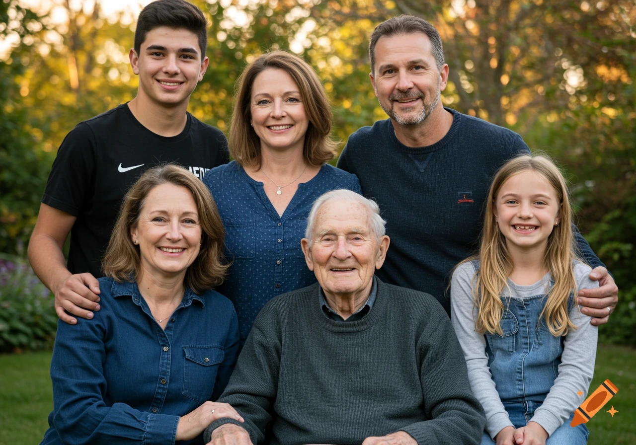 A family portrait in a garden