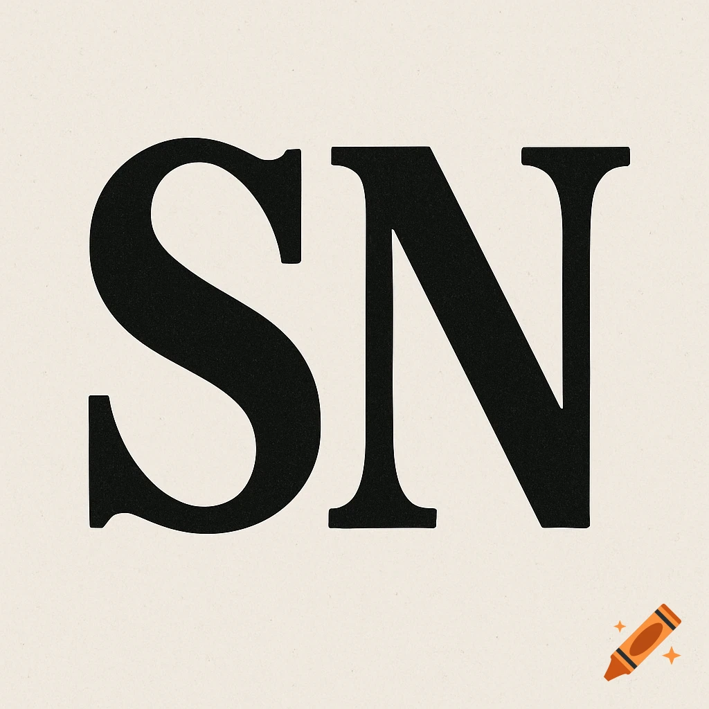 Black letters S and N on a light background.