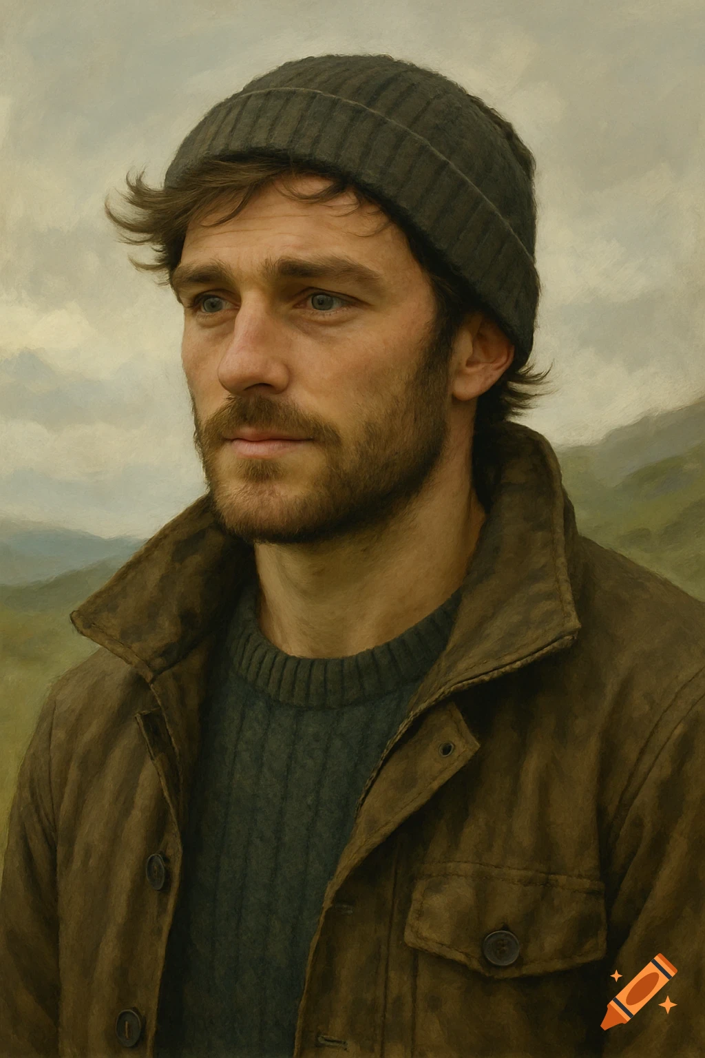 Portrait of a man with a beard and beanie in an outdoor setting.