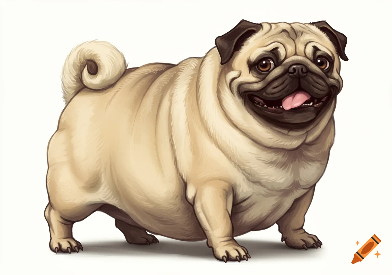 A fat pug.