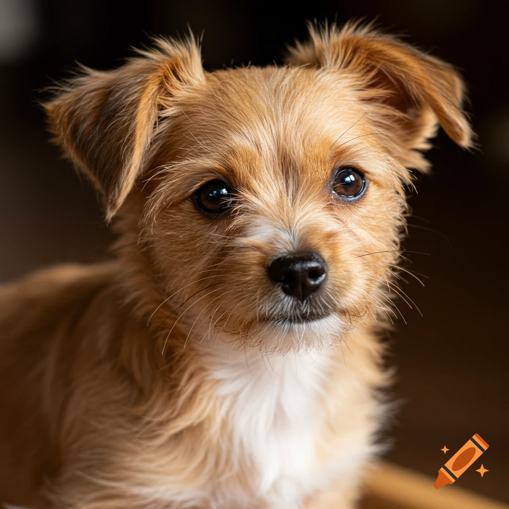 Close-up photo of a small brown dog with pointy ears.