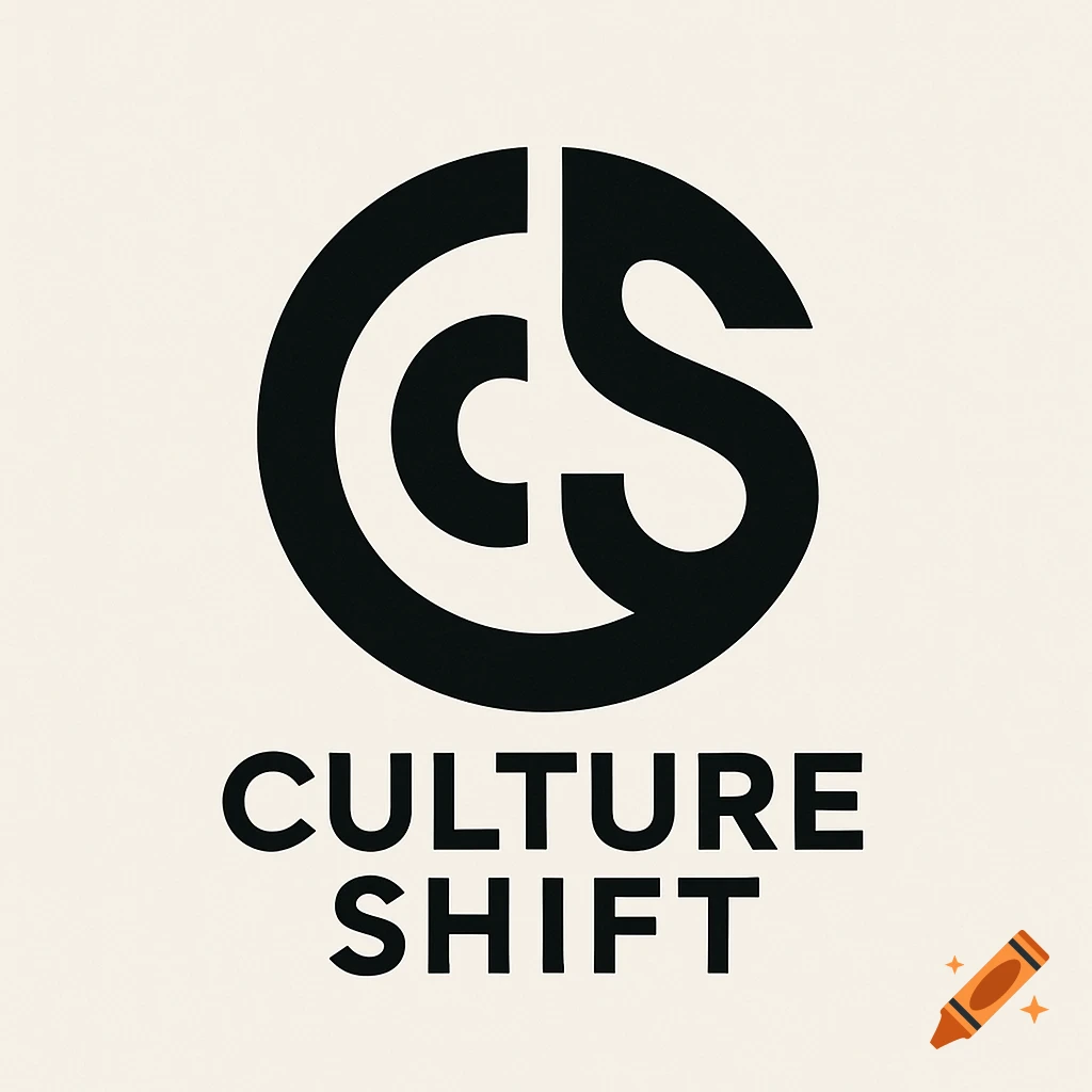 Black abstract logo symbol combining C and S in a circle above 'CULTURE SHIFT' text on cream background.
