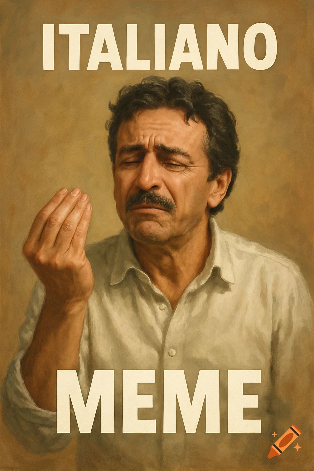 A man making the Italian finger purse gesture, with 'ITALIANO' text above and 'MEME' text below.
