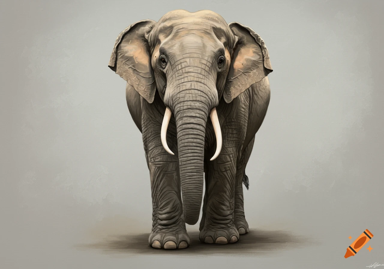 An elephant facing forward