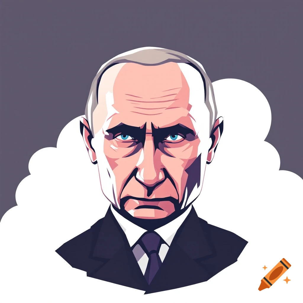 Vector graphic portrait of Vladimir Putin.