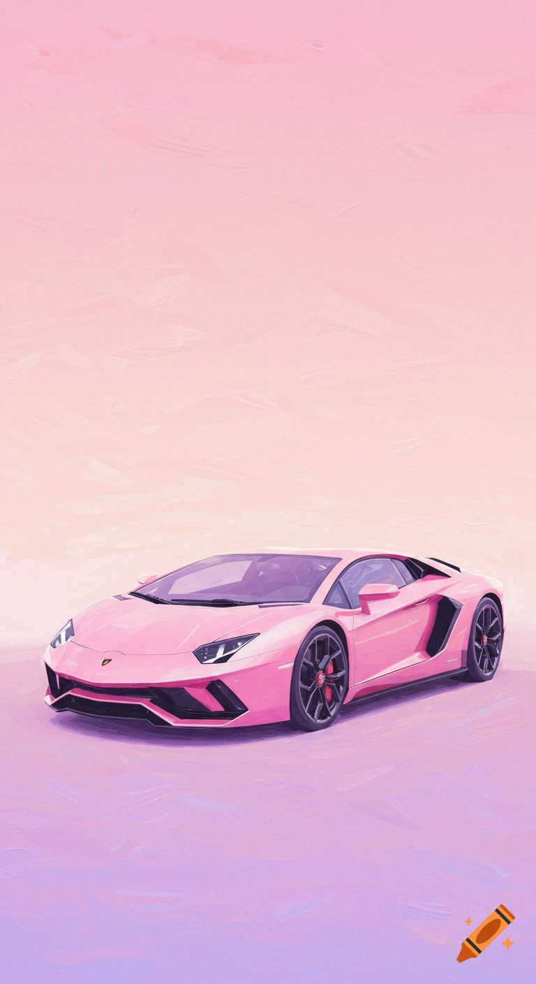 Pink Lamborghini in a pastel style.