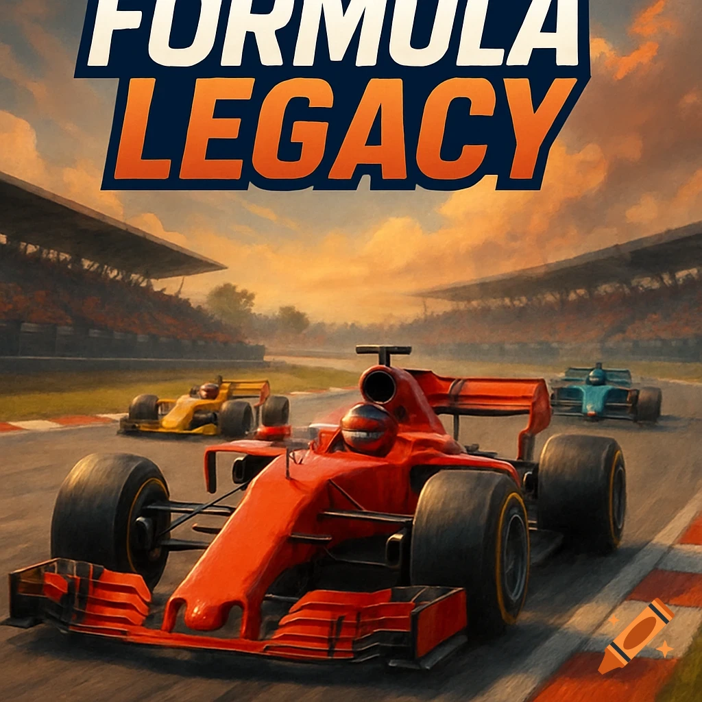 Formula 1 cars racing on a track with the title Formula Legacy.