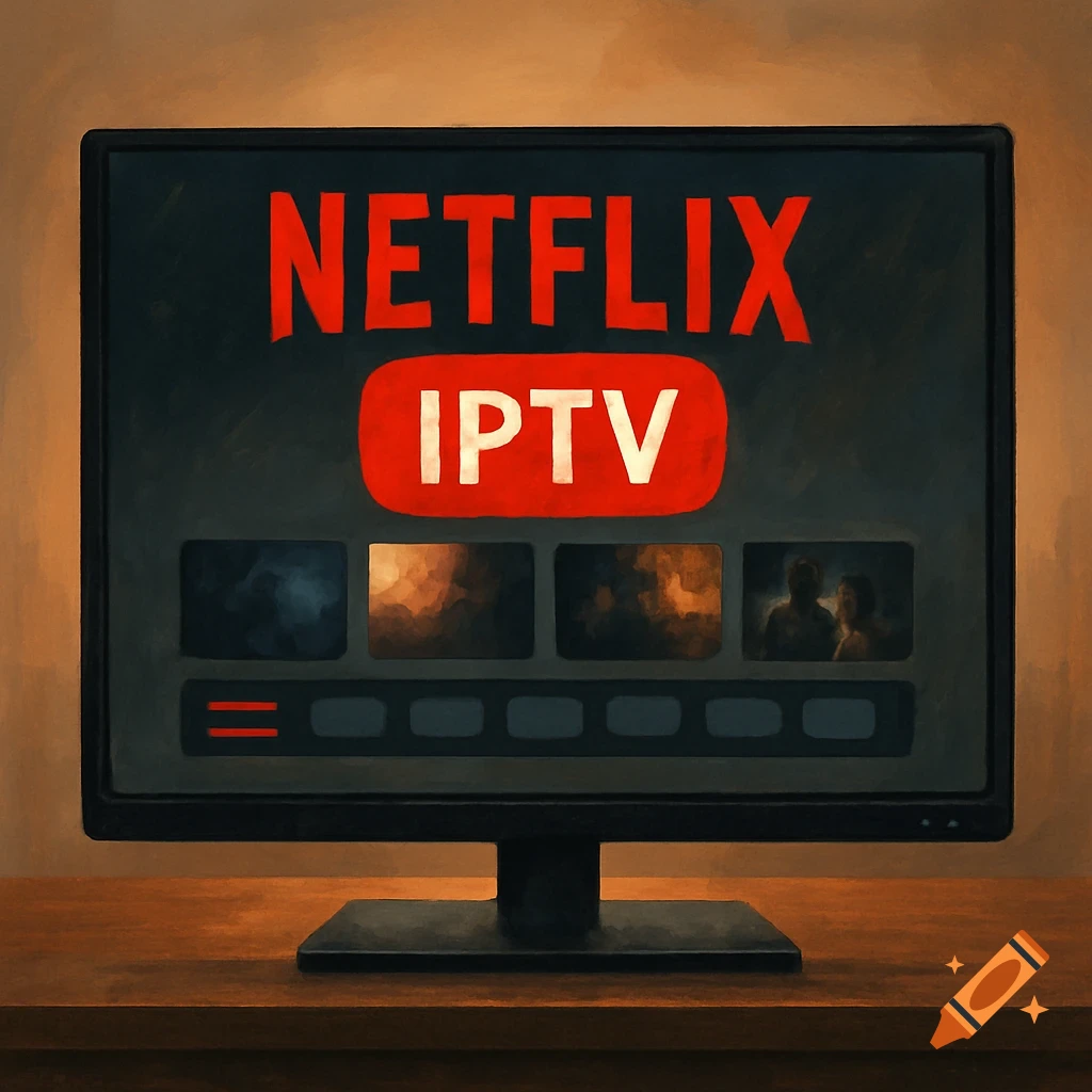 A computer monitor displays Netflix IPTV.