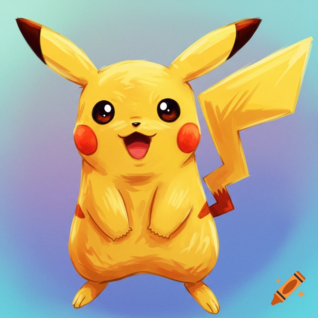 The cartoon character Pikachu is smiling