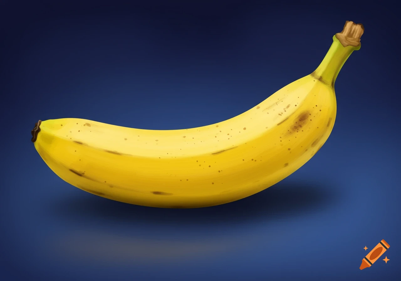 A banana on a dark blue background.