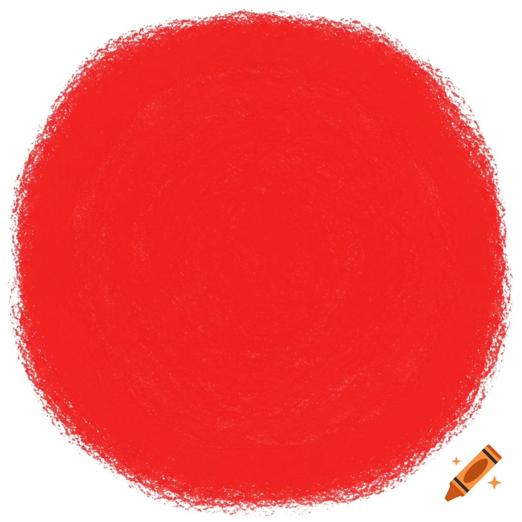 A red circle with a rough texture on a white background