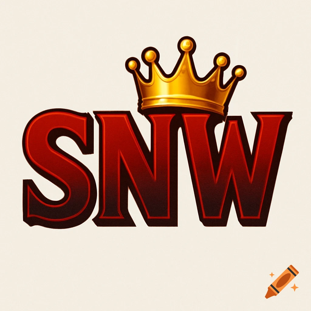 Red text SNW with a gold crown above the W