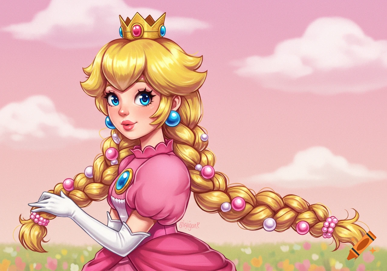 Princess Peach with braided hair