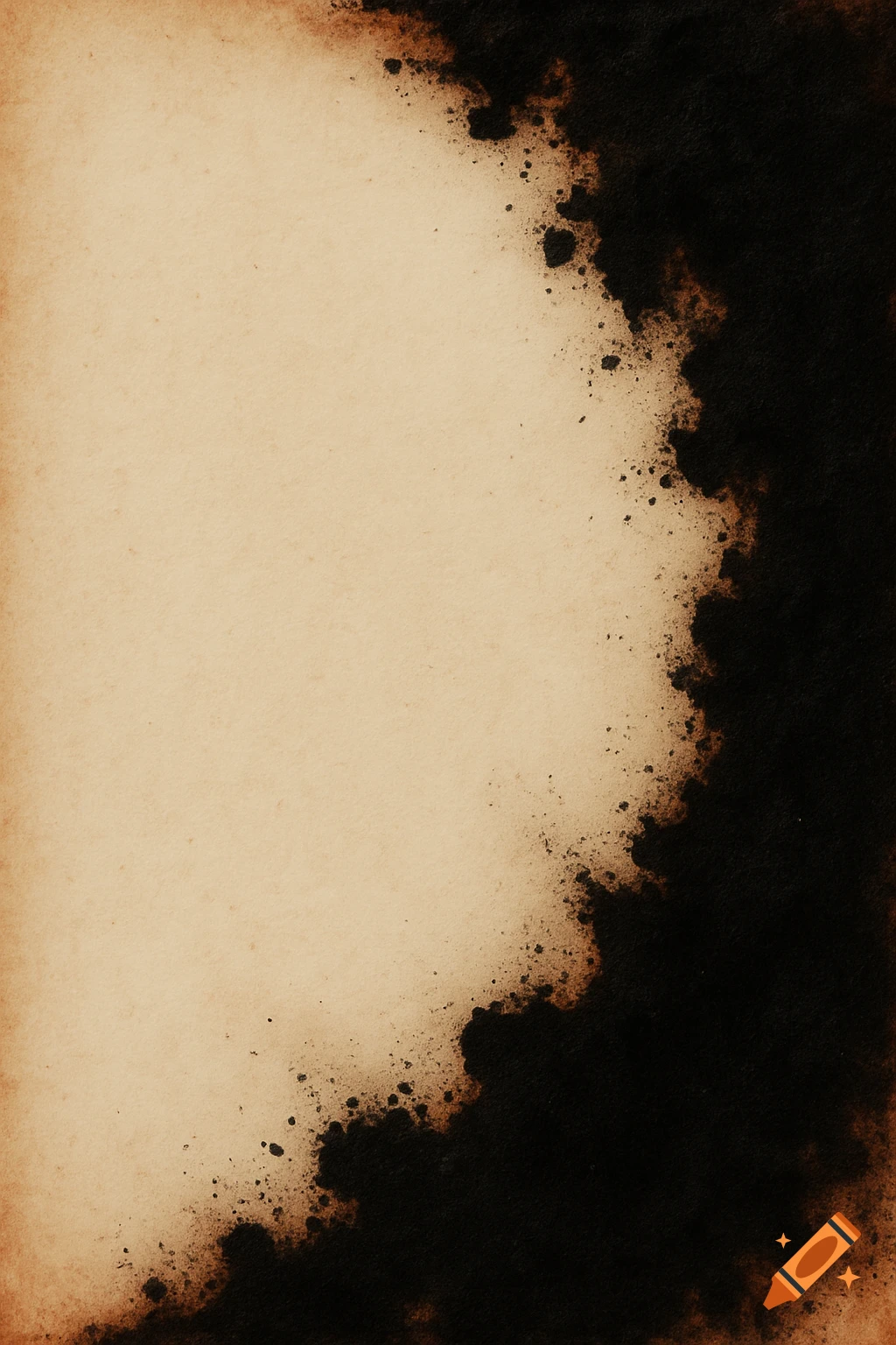 A texture of old, pale paper with dark, burnt or ink-like edges spreading from the right.