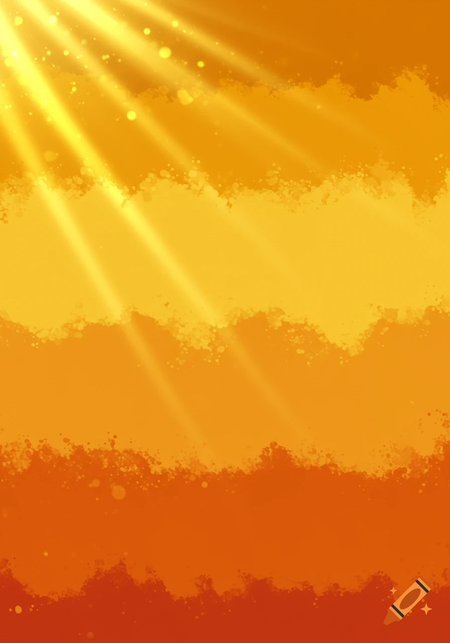Abstract background with yellow light rays shining down onto a vertical gradient of orange and red.
