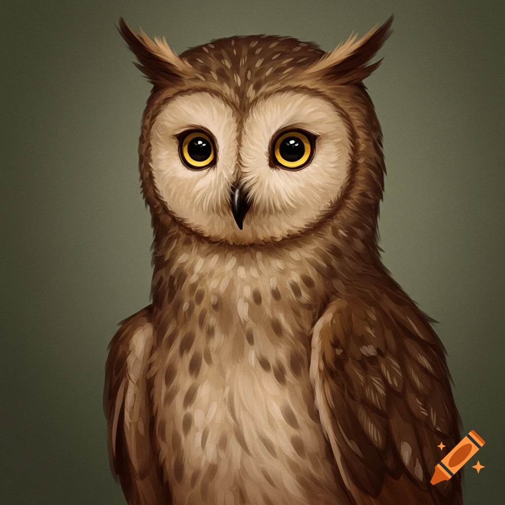 Portrait of a brown owl looking forward