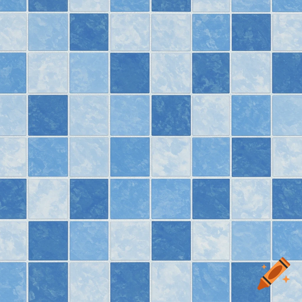 A pattern of blue and white square tiles.