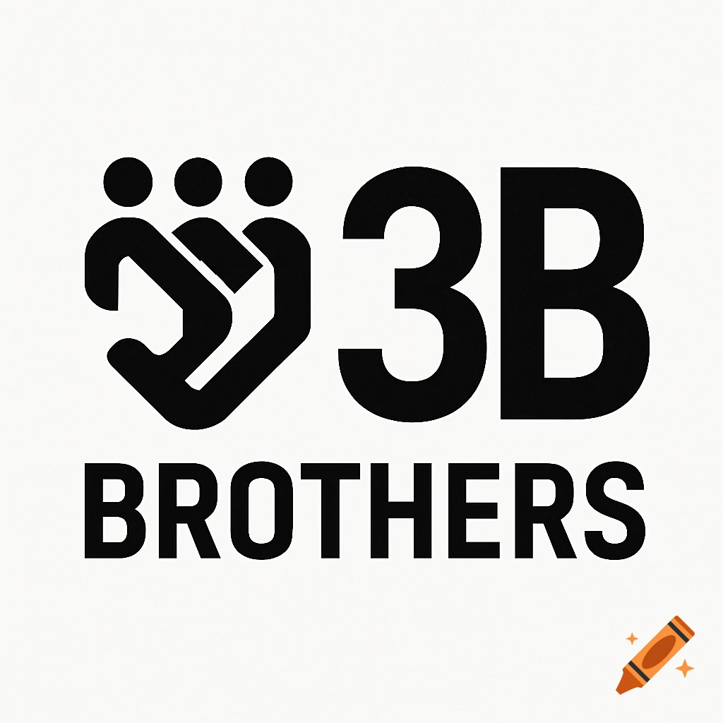 Black and white logo with three connected stylized figures above '3B', and 'BROTHERS' text below.