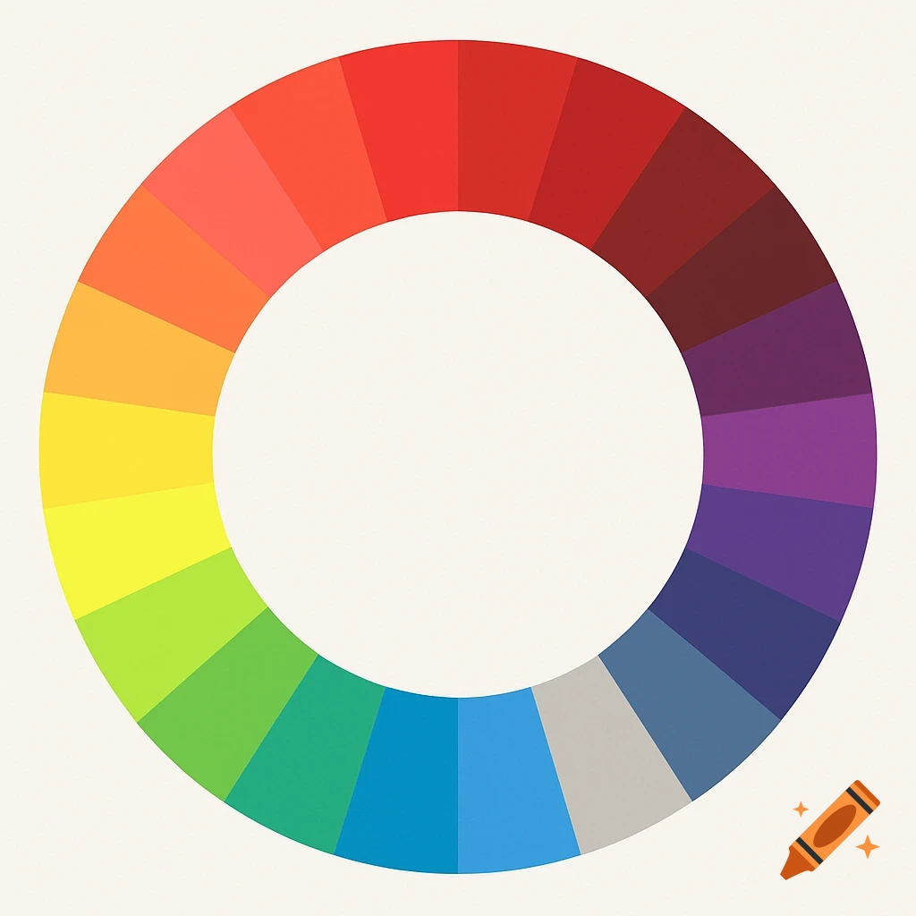 A color wheel showing a spectrum of colors in wedges.